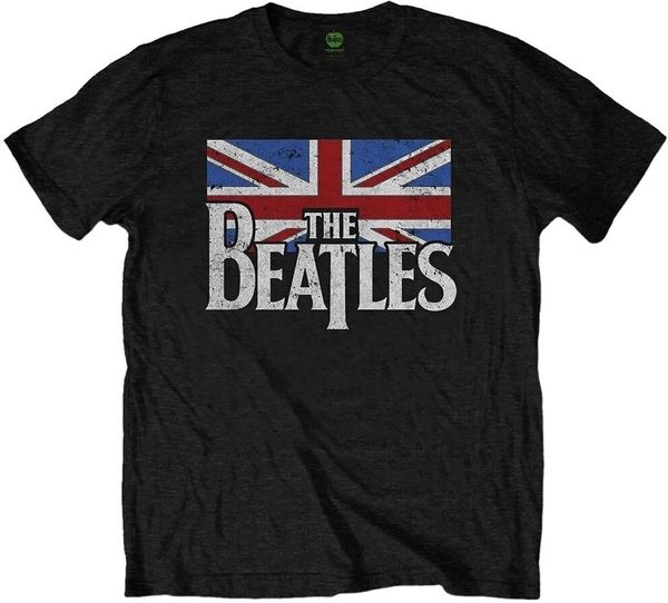 The Beatles The Beatles Majica Drop T Logo & Vintage Flag Unisex Black 2XL