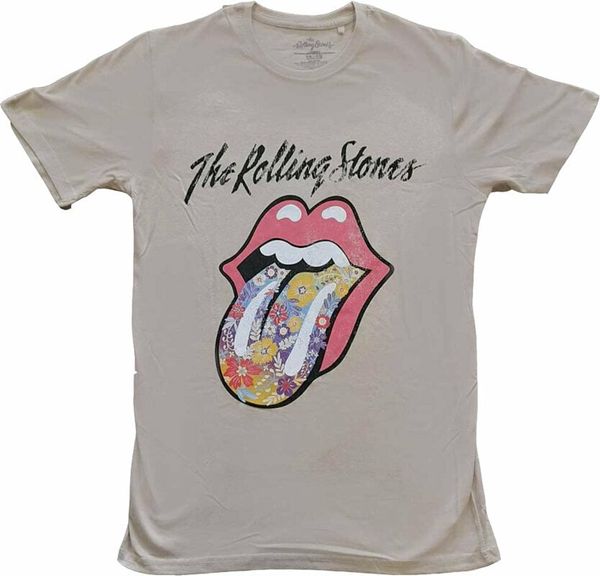 The Rolling Stones The Rolling Stones Majica Flowers Tongue Unisex Sand L