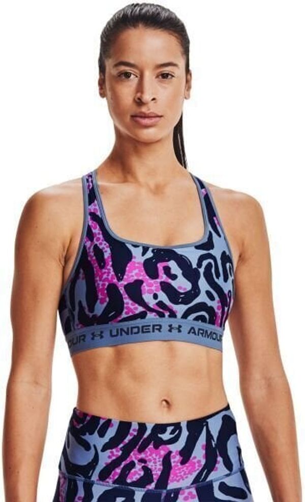 Under Armour Under Armour Women's Armour Mid Crossback Printed Sports Bra Mineral Blue/Midnight Navy M Aktivno spodnje perilo