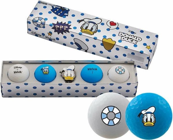 Volvik Volvik Vivid Disney Characters 4 Pack Golf Balls Donald Duck Plus Ball Marker White/Blue