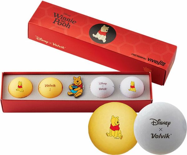 Volvik Volvik Vivid Lite Disney Characters 4 Pack Golf Balls Winnie The Pooh Plus Ball Marker Orange/White