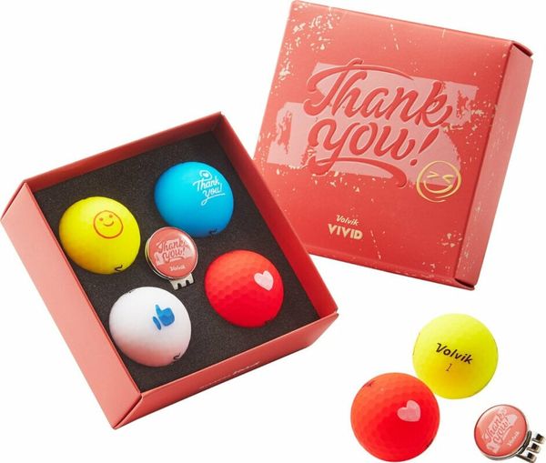 Volvik Volvik Vivid Thank You 4 Pack Golf Balls Plus Ball Marker