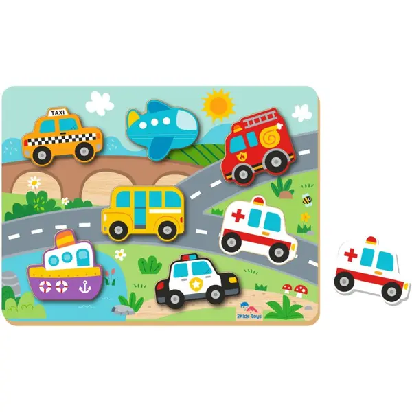 2Kids Toys 2Kids Toys Shape Puzzles aktivnostna vstavljanka Traffic 12m+ 8 kos