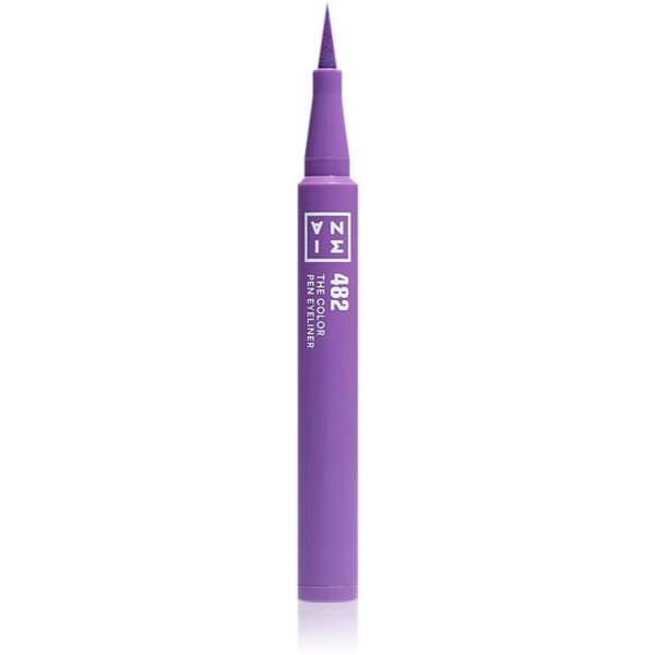 3INA 3INA The Color Pen Eyeliner Mini črtalo za oči v obliki flomastra odtenek 482 - Purple 0,6 ml