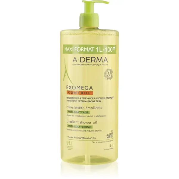 A-Derma A-Derma Exomega Control Emollient Shower Oil mehčalno olje za prhanje za suho do atopijsko kožo 1000 ml