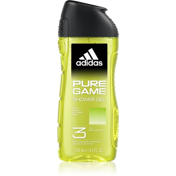 Adidas Adidas Pure Game gel za prhanje za obraz, telo in lase 3v1 za moške 250 ml