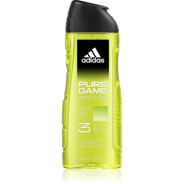 Adidas Adidas Pure Game gel za prhanje za obraz, telo in lase 3v1 za moške 400 ml