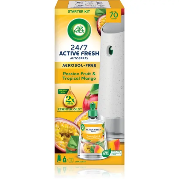 Air Wick Air Wick Active Fresh Passion Fruit & Tropical Mango avtomatski osvežilec zraka s polnilom 228 kg