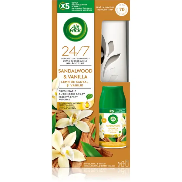 Air Wick Air Wick Freshmatic Sandalwood & Vanilla avtomatski osvežilec zraka s polnilom 250 ml