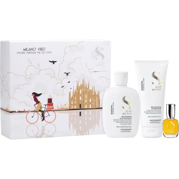 Alfaparf Milano Alfaparf Milano Semi di Lino Diamond Holiday Kit darilni set za sijaj in mehkobo las
