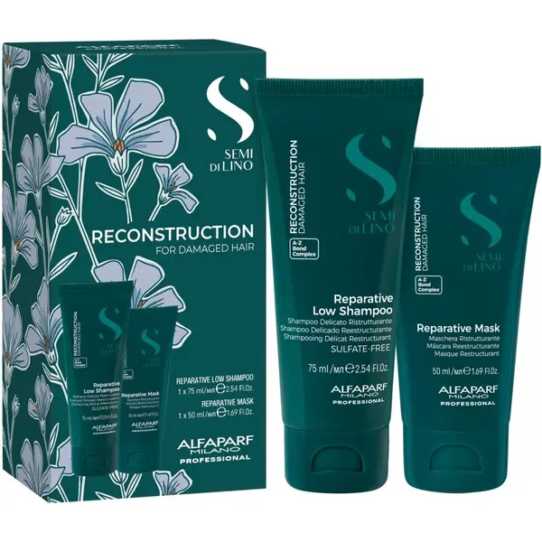 Alfaparf Milano Alfaparf Milano Semi di Lino Reconstruction Minisize Kit potovalni set za kozmetiko za poškodovane lase