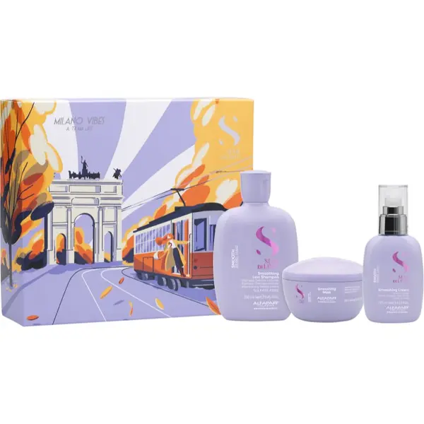 Alfaparf Milano Alfaparf Milano Semi di Lino Smooth Holiday Kit darilni set za neobvladljive lase 3 kos