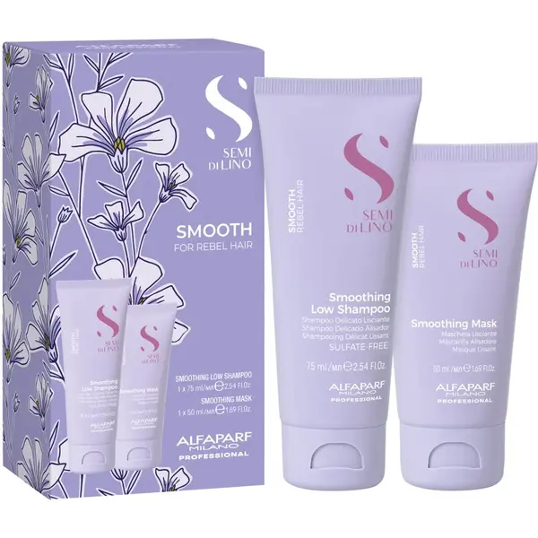 Alfaparf Milano Alfaparf Milano Semi di Lino Smooth Minisize Kit potovalni set za kozmetiko za neobvladljive lase