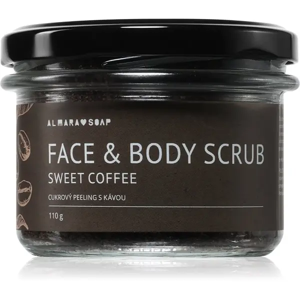 Almara Soap Almara Soap Face & Body Scrub sladkorni piling za telo in obraz z vonjem Sweet Coffee 110 g