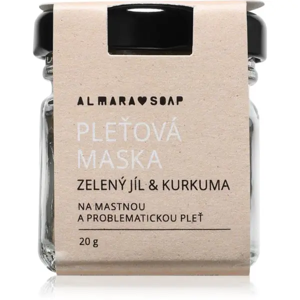 Almara Soap Almara Soap Face Green Clay & Turmeric čistilna maska za obraz za mastno in problematično kožo 20 g