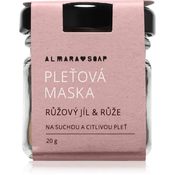 Almara Soap Almara Soap Face Pink Clay & Rose pomirjajoča maska za obraz za zelo suho in občutljivo kožo 20 g