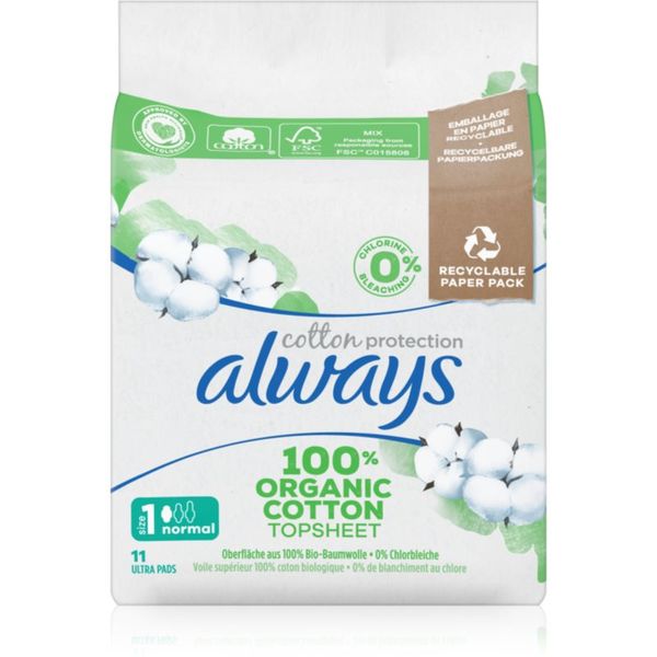 Always Always Cotton Protection Normal vložki brez dišav 11 kos