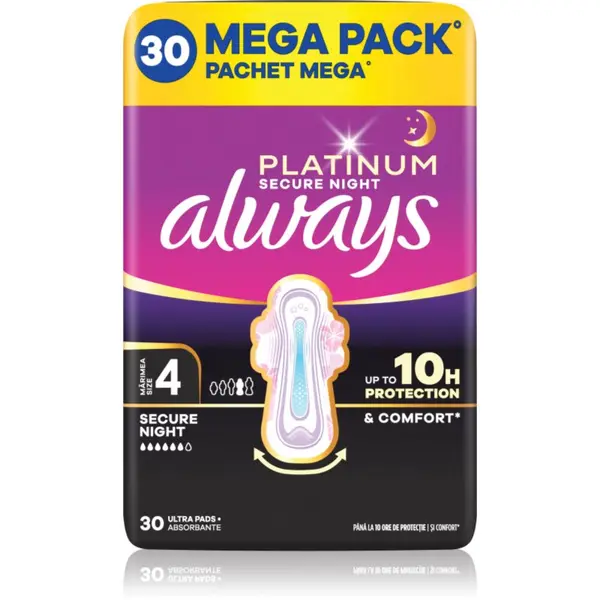 Always Always Platinum Secure Night Size 4 vložki za noč 30 kos