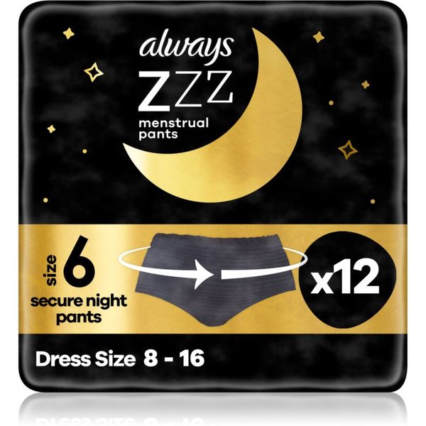 Always Always Secure Night Pants menstrualne hlačke 12 kos