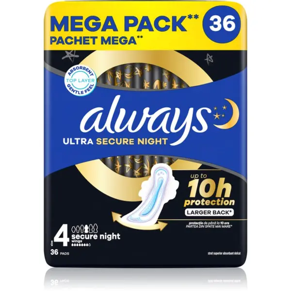 Always Always Ultra Secure Night Size 4 vložki za noč 36 kos