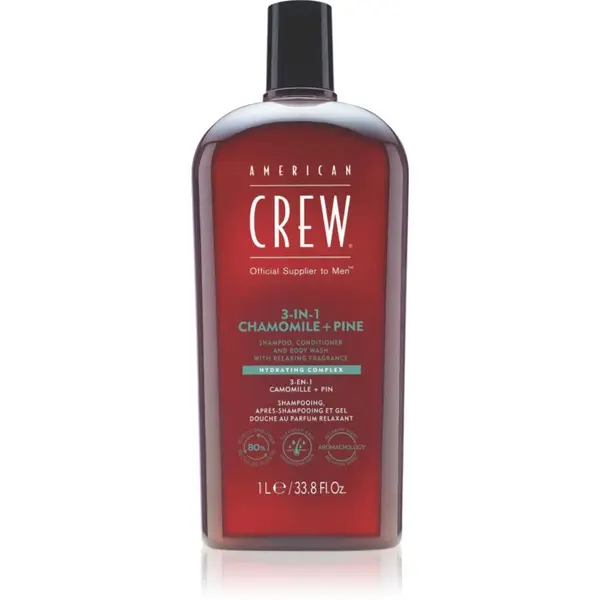 American Crew American Crew 3 in 1 Chamimile + Pine 3 v 1 šampon, balzam in gel za prhanje za moške 1000 ml