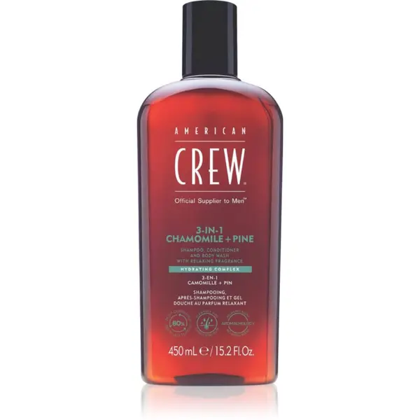 American Crew American Crew 3 in 1 Chamimile + Pine 3 v 1 šampon, balzam in gel za prhanje za moške 450 ml