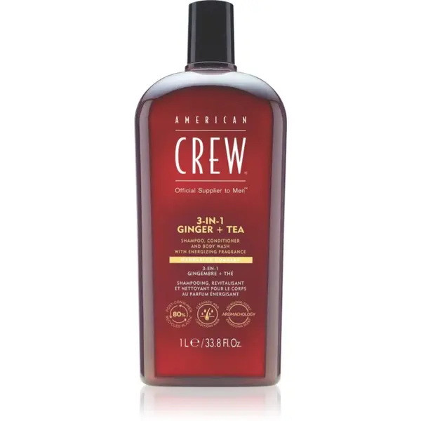 American Crew American Crew 3 in 1 Ginger + Tea 3 v 1 šampon, balzam in gel za prhanje za moške 1000 ml