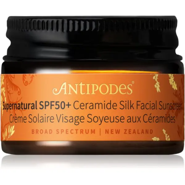 Antipodes Antipodes Supernatural SPF50+ Ceramide Silk Facial Sunscreen zaščitna krema za obraz s ceramidi SPF 50+ 15 ml