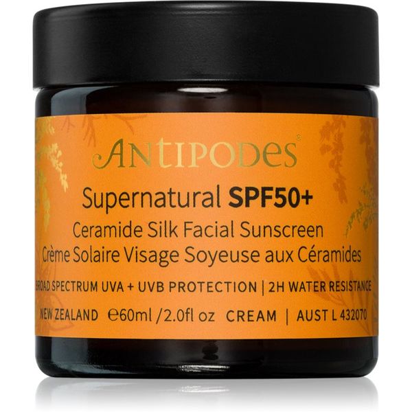 Antipodes Antipodes Supernatural SPF50+ Ceramide Silk Facial Sunscreen zaščitna krema za obraz s ceramidi SPF 50+ 60 ml