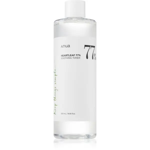 Anua Anua Heartleaf 77% Soothing Toner čistilni in pomirjajoči tonik za obnovo kožne pregrade 500 ml