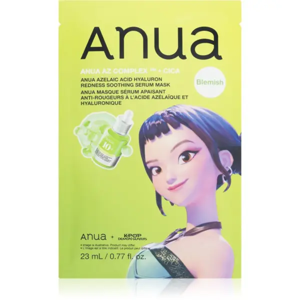 Anua Anua K-Pop Demon Hunters Azelaic Acid Hyaluron Redness Soothing Serum Mask pomirjevalna tekstilna maska z vlažilnim učinkom 23 ml