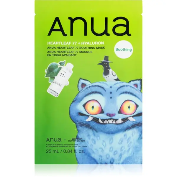 Anua Anua K-Pop Demon Hunters Heartleaf 77% Soothing Mask vlažilna tekstilna maska s pomirjajočim učinkom 25 ml