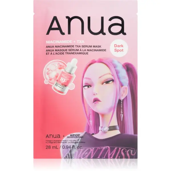 Anua Anua K-Pop Demon Hunters Niacinamide TXA Serum Mask revitalizacijska maska iz platna z vlažilnim učinkom 28 ml