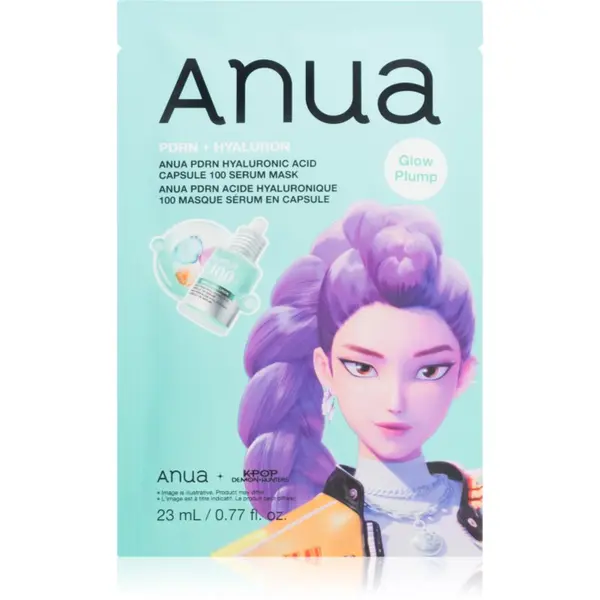 Anua Anua K-Pop Demon Hunters PDRN + Hyaluronic Acid Capsule 100 Serum Mask vlažilna tekstilna maska za posvetlitev in zgladitev kože 23 ml