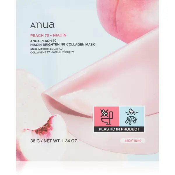 Anua Anua Peach 70% Niacin Brightening Collagen Mask posvetlitvena maska za obraz s kolagenom 1 kos