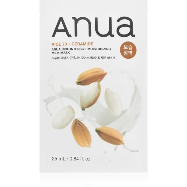 Anua Anua Rice Intensive Moisturizing Milk Mask hranilna tekstilna maska za osvetljevanje kože in hidratacijo 25 ml