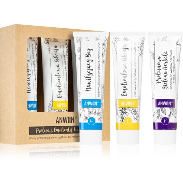 Anwen Anwen Proteins . Emollients . Humectants balzam za lase ugodno pakiranje 3 x 100 ml Low porosity