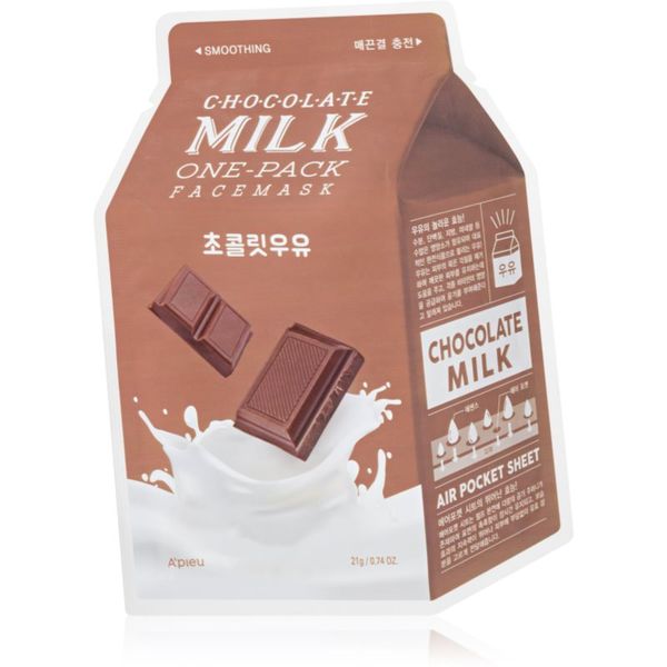 A’pieu A’pieu One-Pack Milk Mask Chocolate negovalna maska iz platna 21 g