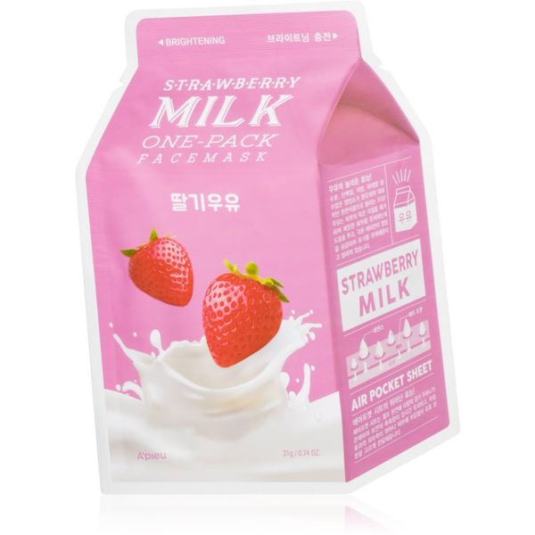 A’pieu A’pieu One-Pack Milk Mask Strawberry revitalizacijska tekstilna maska 21 g