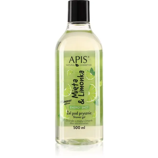 Apis Natural Cosmetics Apis Natural Cosmetics Energy Shot Mint & Lime poživitveni gel za prhanje 500 ml