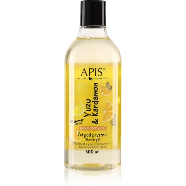 Apis Natural Cosmetics Apis Natural Cosmetics Harmony Shot Yuzu & Cardamom gel za prhanje za dobro počutje 500 ml
