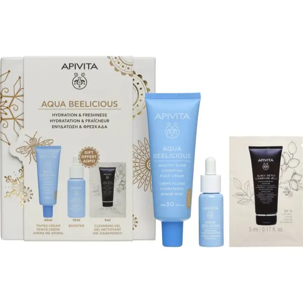 Apivita Apivita Aqua Beelicious Hydration & Natural Coverage Set božični darilni set za osvetljevanje kože in hidratacijo