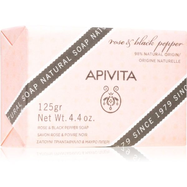 Apivita Apivita Natural Soap Rose & Black Pepper čistilno trdo milo 125 g