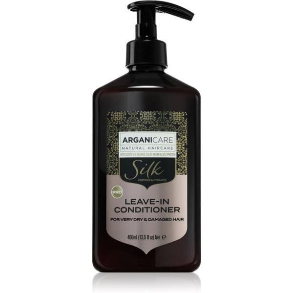 Arganicare Arganicare Silk Protein Leave-In Conditioner balzam brez spiranja za zelo suhe in poškodovane lase 400 ml