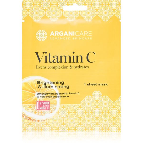 Arganicare Arganicare Vitamin C Sheet Mask maska iz platna s posvetlitvenim učinkom z vitaminom C 1 kos