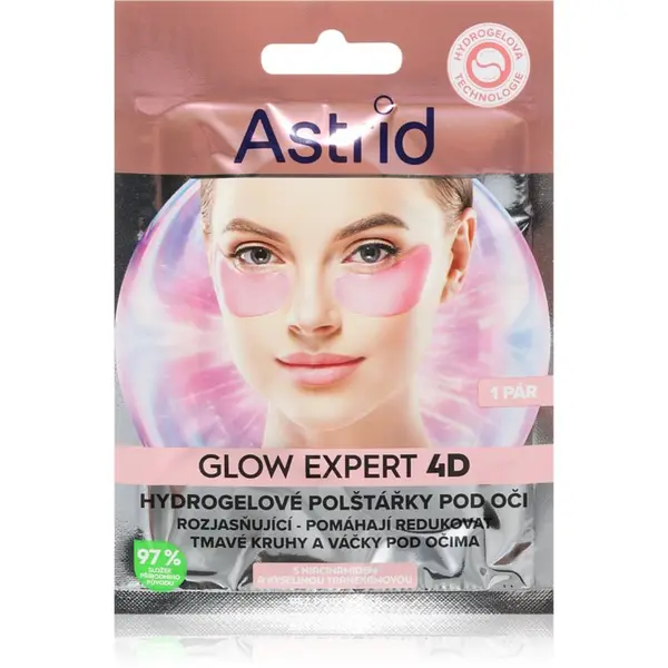 Astrid Astrid Glow Expert maska za oči proti gubam, oteklinam in temnim kolobarjem 2 kos