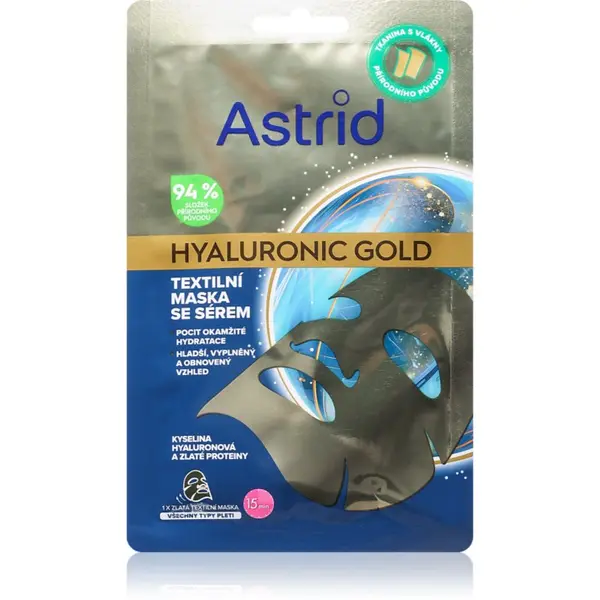 Astrid Astrid Hyaluronic Gold tekstilna maska za takojšnjo učvrstitev in zgladitev obraza 1 kos
