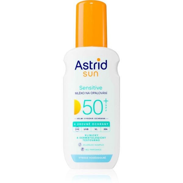 Astrid Astrid Sun Sensitive losjon za sončenje v pršilu SPF 50+ z visoko UV zaščito 150 ml