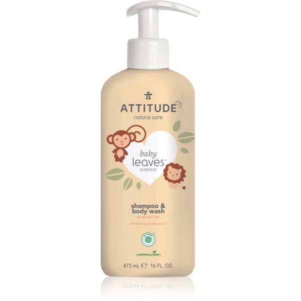 Attitude Attitude Baby Leaves Pear Nectar gel za prhanje in šampon 2v1 za otroke 473 ml