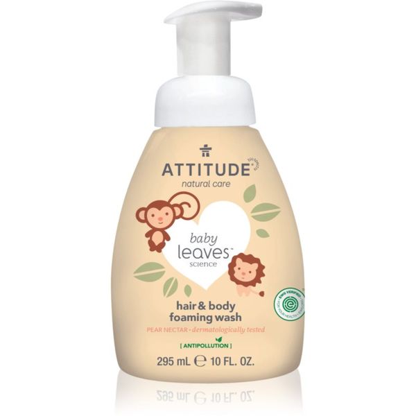 Attitude Attitude Baby Leaves Pear Nectar pena za umivanje 2 v 1 za otroke 295 ml